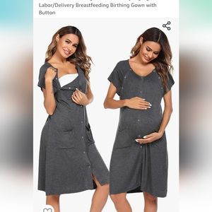 Ekouaer 3 in 1 Nursing Dress Maternity Nightgown Labor/Delivery Breastfeeding